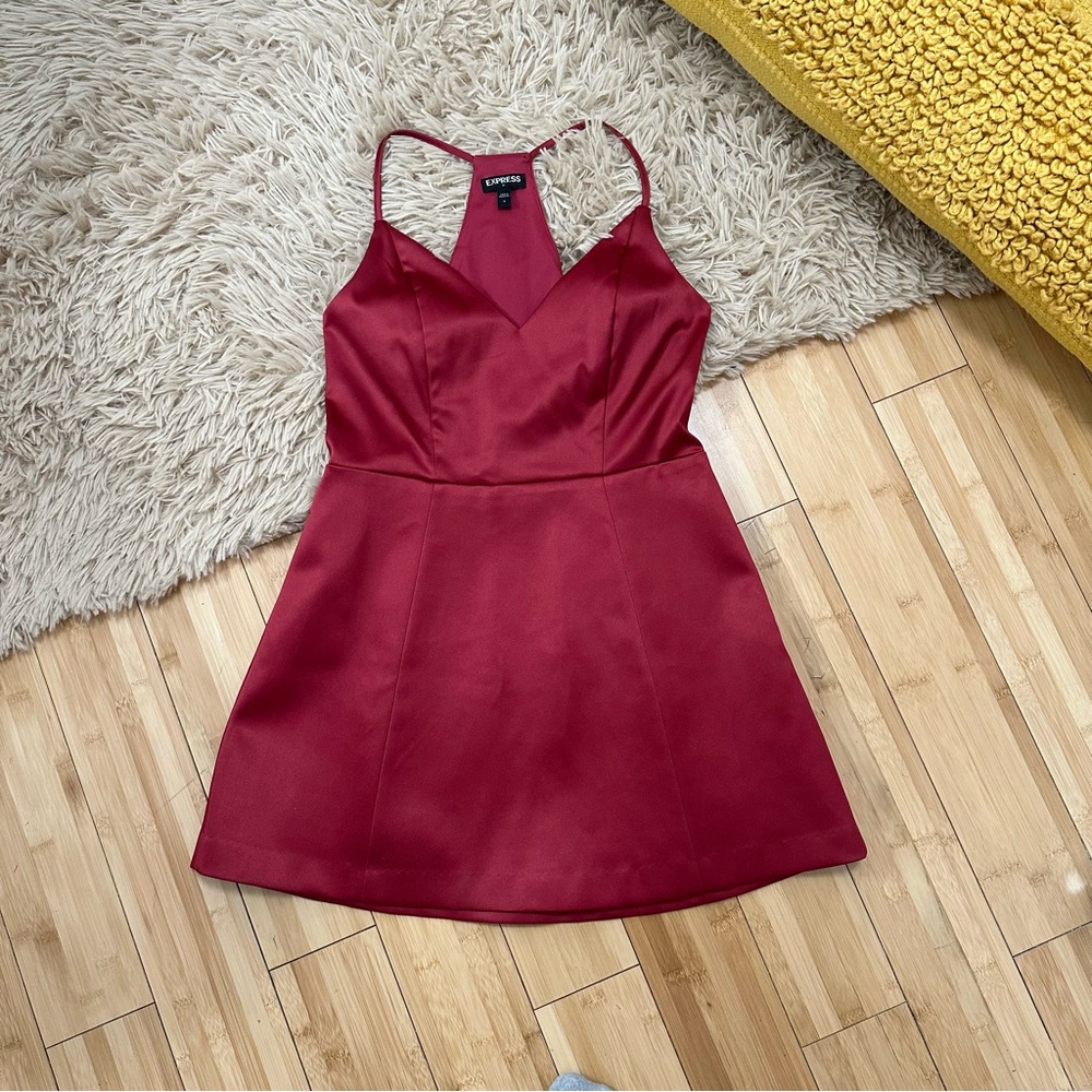 Express Red Satin Sexy Short Short Cocktail dress Size 4